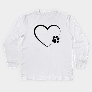 Paw Print. Dog paw print. Puppy paw. Dog paw Silhouette Kids Long Sleeve T-Shirt